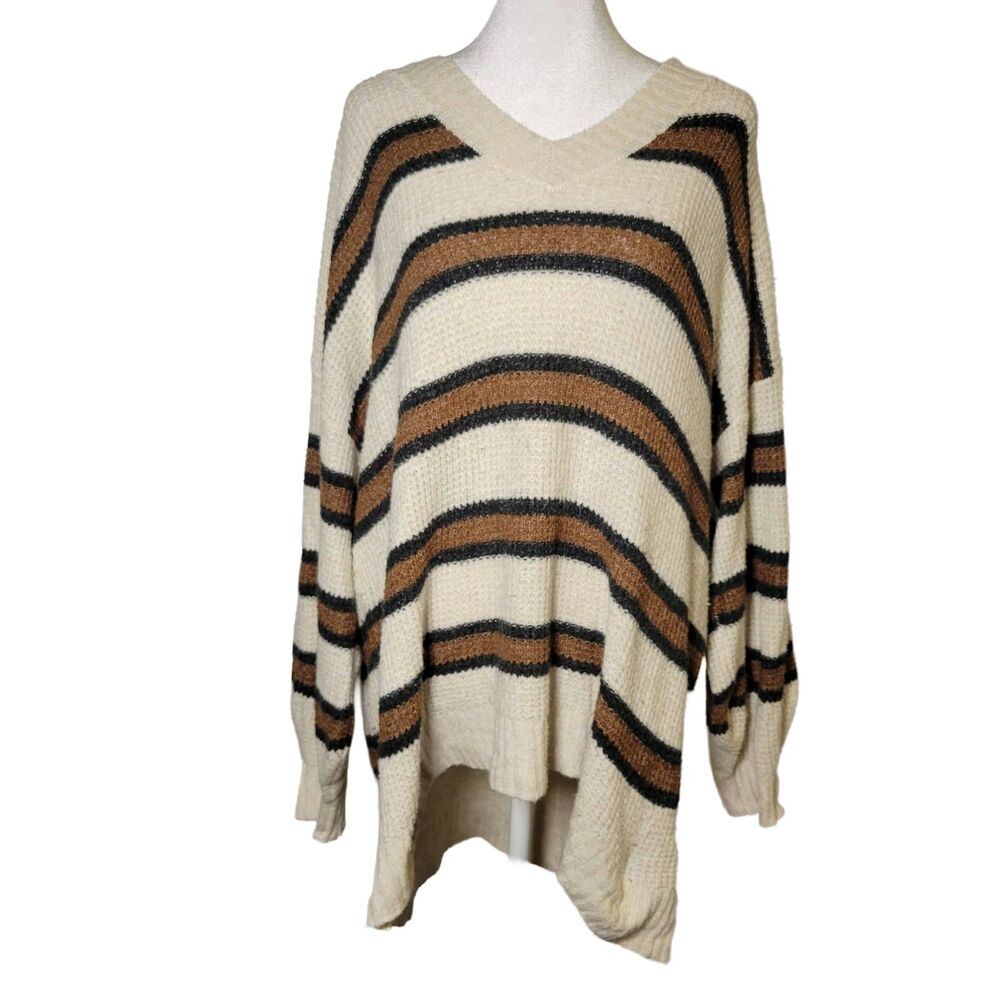 American Eagle Oversized Striped Sweater L Knit Slouchy Fisherman Cottagecore